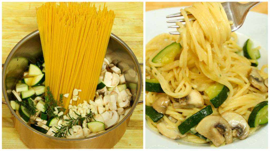 One Pot Pasta mit Zucchini & Champignons | Fertig  in 20 Minuten