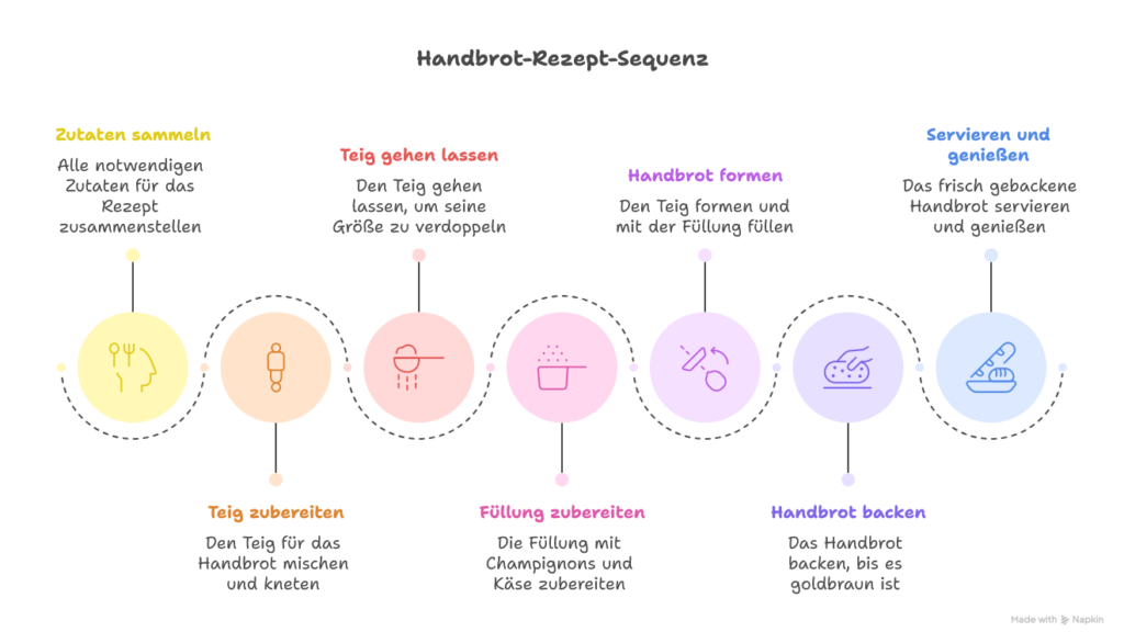 Handbrot wie vom Weihnachtsmarkt – Handbrot Rezept mit Champignons & Käse